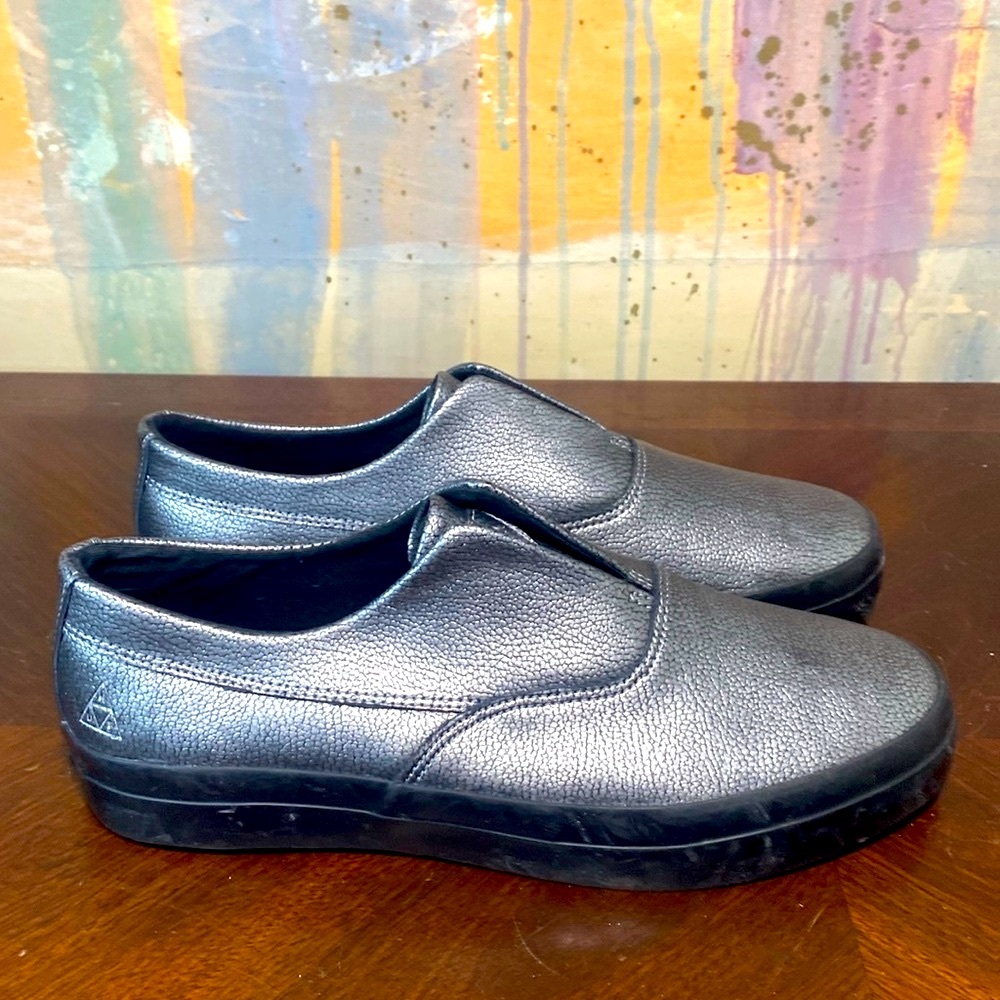 HUF Dylan Rieder Silver Black Slip-On  Skateboarding  shoes Mens size 7.5